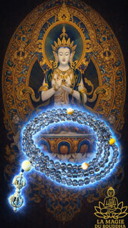 Mala tibétain en cristal de roche (pour les pratiques de purification) La Magie du Bouddha.