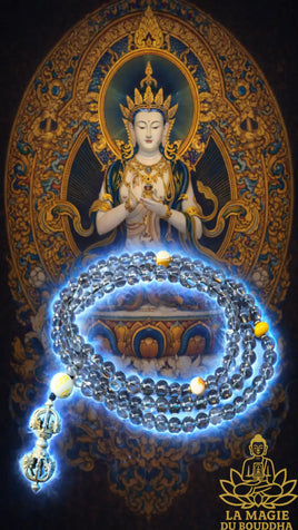 Mala tibétain en cristal de roche (pour les pratiques de purification) La Magie du Bouddha.