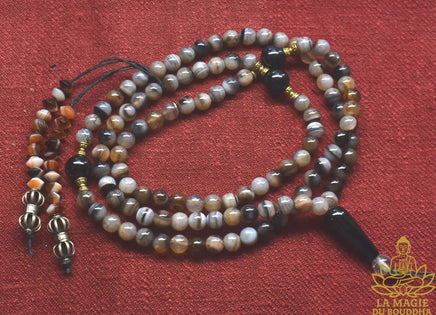 Mala Précieux en Agate Dzi du Tibet La Magie du Bouddha.