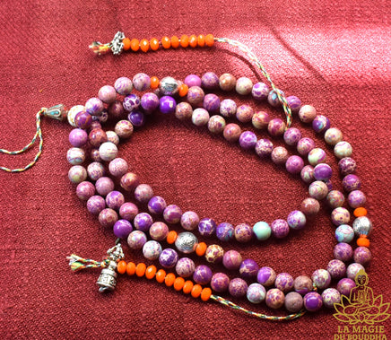 Chapelet mala tibétain en jaspe impérial La Magie du Bouddha.