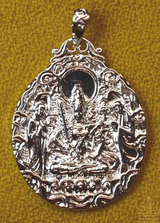 Pendentif de Manjushri en métal argenté – Sagesse transcendante La Magie du Bouddha.