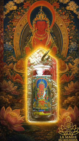 Amulette mantra du Bouddha de longue vie (Amitayus). La Magie du Bouddha.