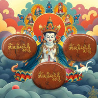 Pierre de Mani en jaspe rouge – Mantra Om Mani Padme Hum doré