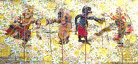 Set of 4 antique Nang Talung buffalo hide shadow puppets – Lersi, Hanuman, Yak, and Ai Theng