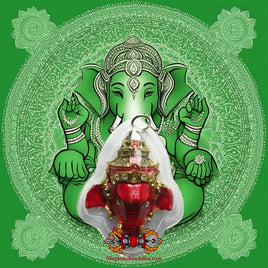 Amulette masque de Ganesh rouge - Vénérable Phra Ajarn Song. La Magie du Bouddha.