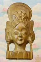 🪷 Statuette ancienne indonésienne en bois – Visage de Guan Yin La Magie du Bouddha.