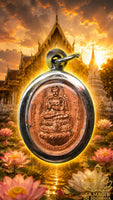 Amulette en cuivre Somdej Ong Pathom et Borom Kru Phra Thep Lok Udon du Wat Lad Yai