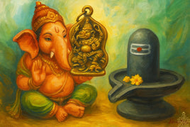 Médaille de Ganesh et Shiva Lingam - Vénérable Ajarn Khom.