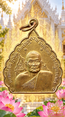 Médaille dorée du Vénérable Luang Phor Sai Suthamio du Wat Charoen Sukharam (2005) La Magie du Bouddha.