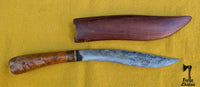 Couteau forgé thaïlandais des années 1970 avec manche en racine de bambou