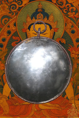 Miroir rituel Tibétain de méditation Dzogchen Melöng - Instrument rituel tantrique.