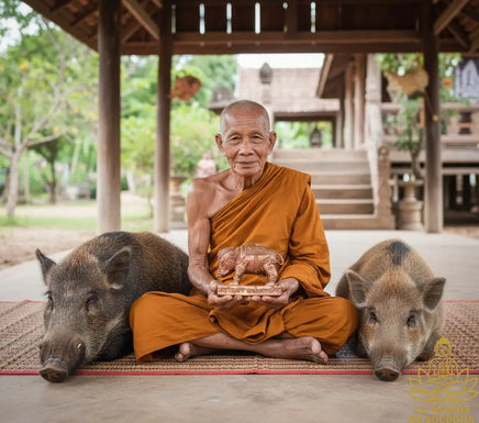 Amulette Phaya Moo Mahasethi cochon sacre de Vishnu - Vénérable Luang Phor Kae Thamma Sarano du Wat Kor Loi La Magie du Bouddha.