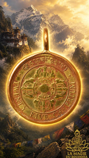 Pendentif pièce du Bhoutan 25 Chhertum 1979 – Montage artisanal non destructif La Magie du Bouddha.