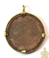 Amulette tibétaine ancienne pièce de 5 Skar montée en pendentif (1913 – 1922) La Magie du Bouddha.