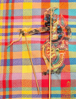 Set of 4 antique Nang Talung buffalo hide shadow puppets – Lersi, Hanuman, Yak, and Ai Theng