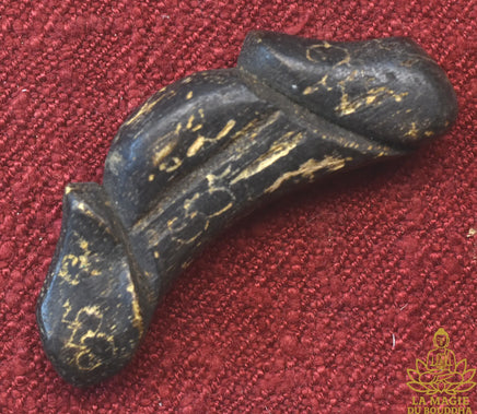 Très ancienne amulette Palat Khik double tête en bois sculpté La Magie du Bouddha.