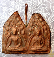Rare amulette Phra Khunpen double ancienne en terre cuite. La Magie du Bouddha.