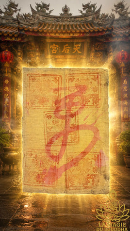 Ancien Pa Yant taoïste chinois sur tissu monastique – Phra Maha Kananamtham Panyathiwat du Wat Ku Sorn La Magie du Bouddha.