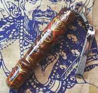 Amulettes Palat Kick en bois sculpté – Oiseaux Salika-Kru & Tigres – Ajarn lignée Wat Bang Phra (Nakhon Pathom)