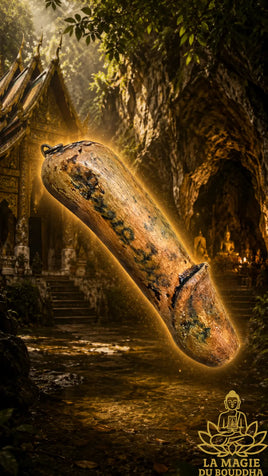 Rare amulette Palat Kick en bois sculpté - Vénérable Luang Phor Sanguan du Wat Phai Phan Mue La Magie du Bouddha.