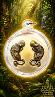 Paire d’amulettes phalliques Palat Khik zoomorphes en laiton La Magie du Bouddha.
