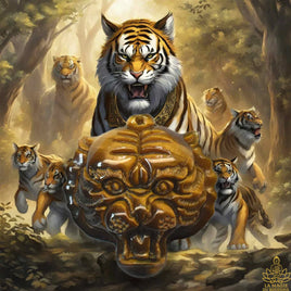🐯 Pendentif tête de tigre en Œil de Tigre 🐯