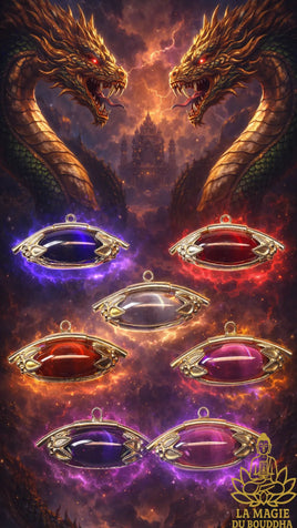 🐉 Pendentifs Lingam en cristal sacré des nâgas (diverses couleurs montés sur argent) La Magie du Bouddha.