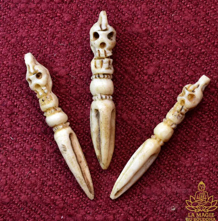 Pendentif Tibétain Phurba en os de Yack Sculpté La Magie du Bouddha.