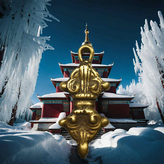 Pendentif artisanal tibétain Dorje en bronze ancien La Magie du Bouddha.