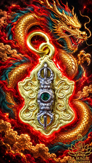 Pendentif dorje consacré – Wat Manghön Thong, temple du Dragon d’Or La Magie du Bouddha.