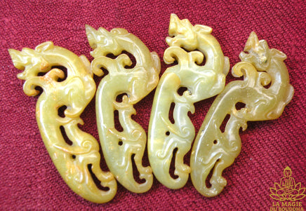 Amulettes Dragons en Jadéite Vert-Orangée – Vénérable Lersi Tafai.