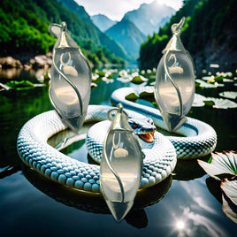 Pendentif Lingam Cristal des Nâgas – Monture Argentée | Amulette Purificatrice