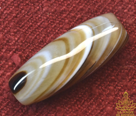 Perle Dzi en agate tibétaine rayée naturelle La Magie du Bouddha.