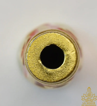 Perle sacrée tibétaine Dzi à neuf yeux en laiton émaillé La Magie du Bouddha.