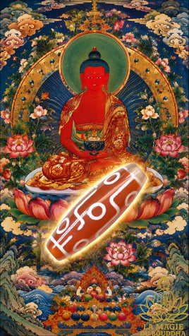 Dzi Tibétains récents rouges à 9 yeux. La Magie du Bouddha.