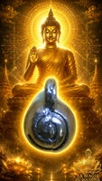 Relique Bouddiste perles sacrées Ringsel translucide dans un reliquaire scellé. La Magie du Bouddha.
