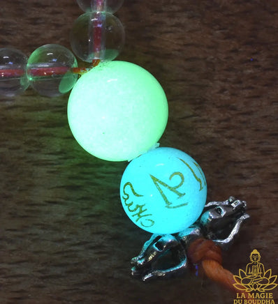 📿 Chapelet tibétain en perles de verre translucide et perles Ye Ming Zhu La Magie du Bouddha.