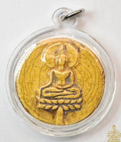 Ancient Phra Khunpen amulet in yellow ceramic – Luang Phor An (Wat Phra Yathi, Ayutthaya)
