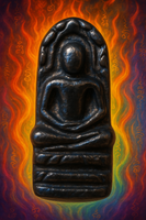 Statuette alchimique Phra Naphok en alliage Mekkapat bleu mystique – Bouddha protecteur des richesses. La Magie du Bouddha.