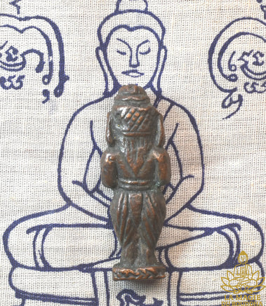 Amulette ancienne Cambodgienne de Ganesh debout en cuivre La Magie du Bouddha.