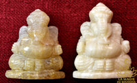 Statuettes de Ganesh en calcite jaune translucide et laiteuse La Magie du Bouddha.