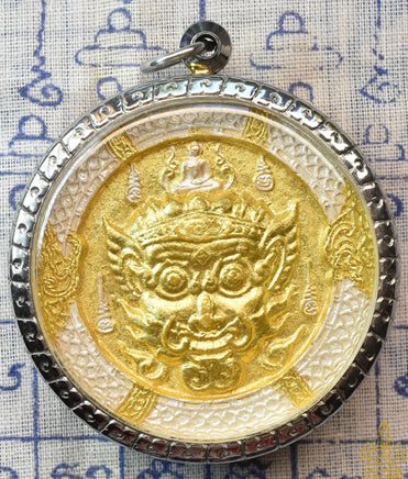 Grande amulette Phra Rahu argent et or - Très Vénérable Luang Phor Tim. La Magie du Bouddha.