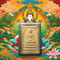 Amulette Phra Somdej – Luang Phor Perm (Wat Pom Kaew) – Édition limitée 2002 avec photo au dos