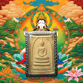 Amulette Phra Somdej – Luang Phor Perm (Wat Pom Kaew) – Édition limitée 2002 avec photo au dos