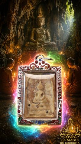 Amulette Phra Somdej en pierre-relique sacrée Hin Phratat de la grotte sacrée de Khao Sam Roi Yot La Magie du Bouddha.