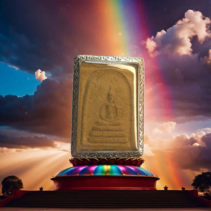 Grande amulette ancienne Phra Somdej – Poudre sacrée brune – Amulette bouddhiste rare