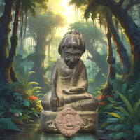 Statue sacrée de Phra Upakut en bronze sarmlit (Wat Parungsee) + Amulette Phra Phong Kradum Thong La Magie du Bouddha.