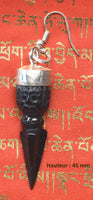 Boucles d'oreilles de Ngagpa Tibétain Phurba en obsidienne La Magie du Bouddha.