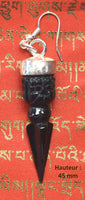 Boucles d'oreilles de Ngagpa Tibétain Phurba en obsidienne La Magie du Bouddha.