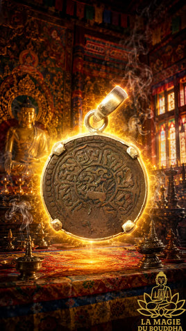 Pendentif ancienne pièce tibétaine 5 Skar du Tibet libre La Magie du Bouddha.